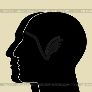 Two heads sIlhouette - vector clipart