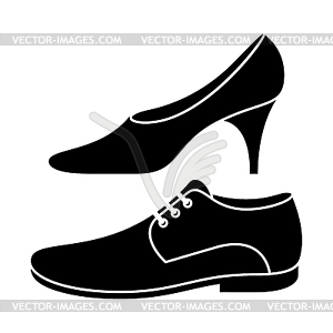 ЖЕНСКАЯ и мужчин `ы обуви - изображение в векторном формате