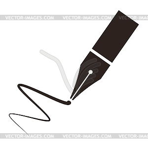 Icon of fountain pen and signature - vector image