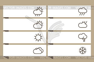 Labels set with weather signs - stock vector clipart