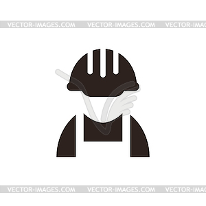 Construction worker icon - white & black vector clipart