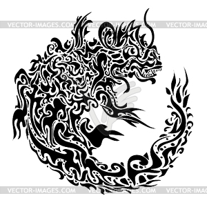 Twisted dragon tattoo - vector image