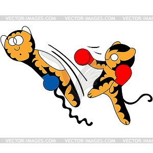 Cartoon tiger cub cute young martial arts - vector image