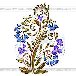 Decorative floral colored pattern with bluebells - vector image