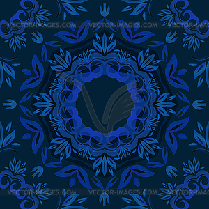 Abstract blue floral background with round pattern - vector clip art