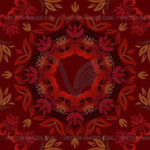 Abstract dark red floral background with round - royalty-free vector clipart