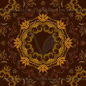 Абстрактный коричневый цветочный фон с круглой картины - стоковый клипарт