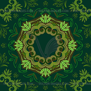 Abstract green floral background with round pattern - vector image