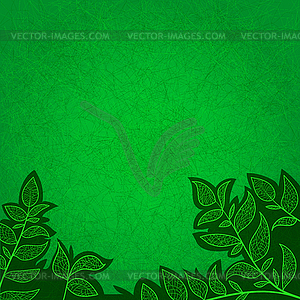 Абстрактный фон с зелеными листьями и нуля - векторное изображение клипарта