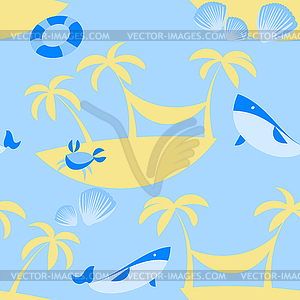 Seamless Beach Pattern - stock vector clipart