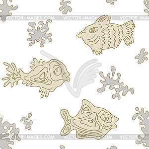 Seamless Marine Pattern with fish - vector image