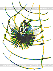 Паук плетет паутину - стоковое векторное изображение