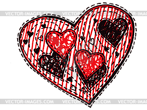 Сердце на красном фоне - векторная иллюстрация