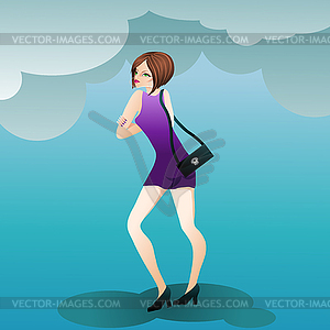 Fashion cute girl with handbag - vector clipart