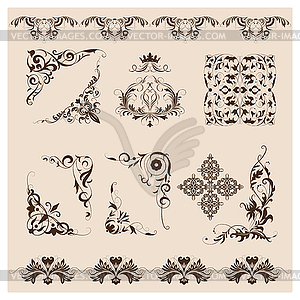 Set of damask ornaments - vector clipart