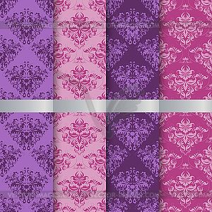 Set filigree damask seamless patterns - vector clip art