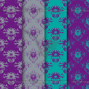 Set of seamless damask ornament - vector clipart