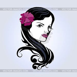 Portrait of beautiful young girl - royalty-free vector clipart