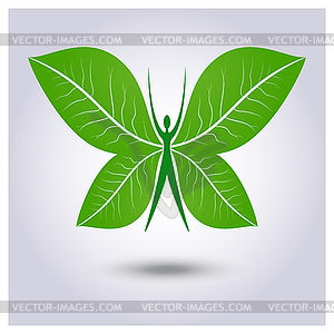 Eco logo green butterfly - vector image