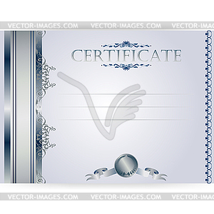 Horizontal silver certificate with laurel wreath - vector clipart
