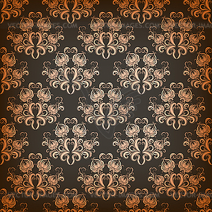 Damask seamless on gray background - vector clipart