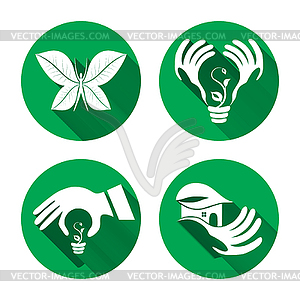 Set eco icons, stickers - vector clipart