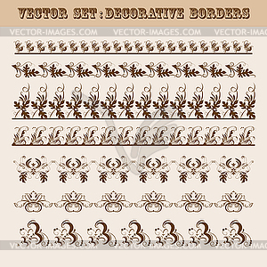 Set of floral decorative borders - stock vector clipart