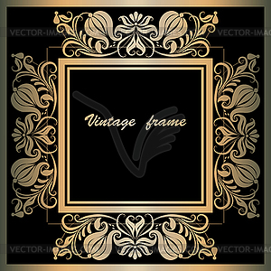 Frame with lace square ornament - vector image