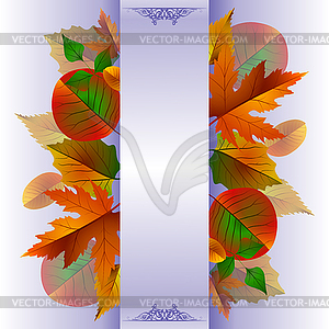 Lace background with autumn leaves - royalty-free vector clipart