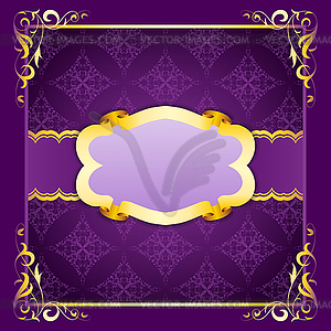 Elegant frame with ribbons on seamless ornament - vector clip art