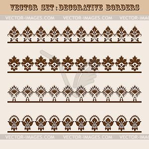 Set of floral decorative borders - vector clipart