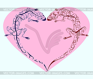 Lizards twisted heart - vector clip art