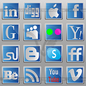 Социальные медиа овальные иконы - клипарт в векторе / векторное изображение