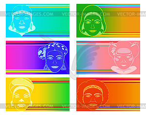 Set of stylized women face images to the National Women - vector clip art