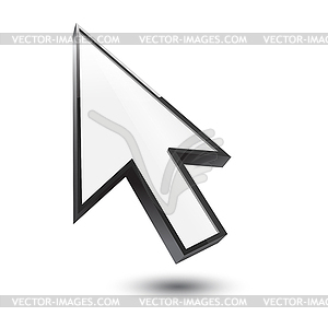 Cursor 3d icon - white & black vector clipart