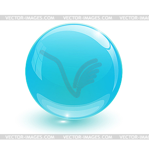 Blue glassy ball - vector clipart
