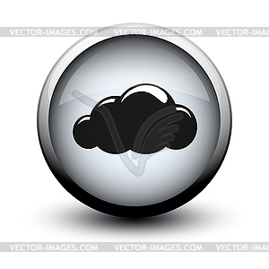 Button cloud 2d - white & black vector clipart