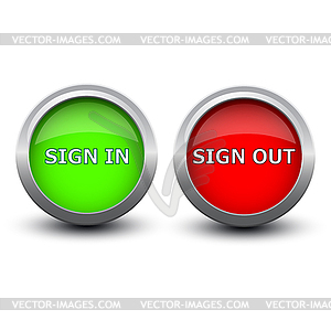 Buttons sign in and out - vector image