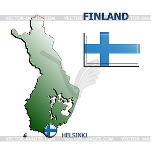 Collage map flag badge finland - vector clip art