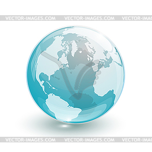 Glass globe earth map 3d crystal blue - vector EPS clipart