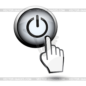 Button switch off on and hand cursor - vector clip art