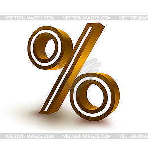 Symbol 3d percent gold - vector clip art