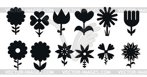 Designtnt vector simple flat flowers  - vector clip art