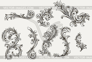 Designtnt vector engraved floral set  - vector image