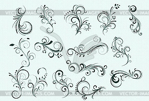 Designtnt vector floral swirls set  - vector clipart
