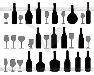 Glasses and bottles - vector clip art