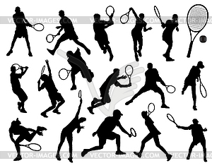 tennis player 4 - white & black vector clipart