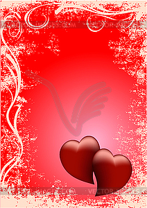 Card two red hearts - vector EPS clipart