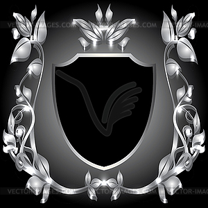 Coat of arms silver monogram - vector image