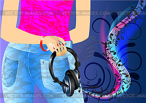 Girl and music - vector clipart